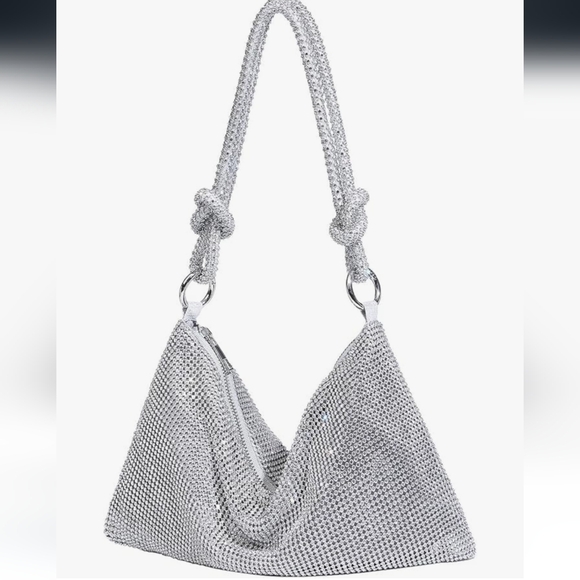 Yuwita Handbags - Elegant Silver Rhinestone Women's Bag
